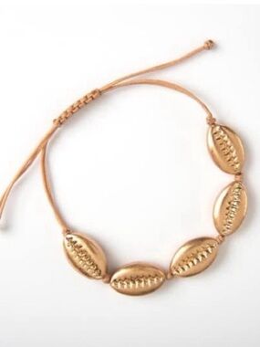 Plunder Emma Gold Cowrie Shell Sliding Cord Anklet Bracelet